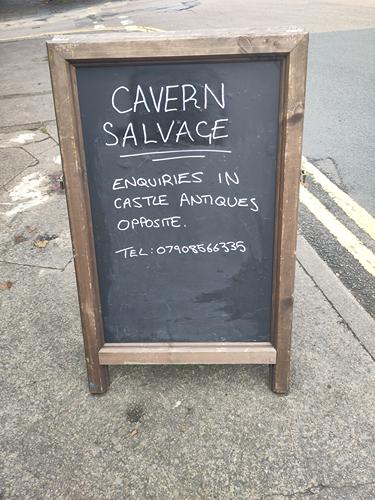 Sign for Cavern Salvage in Cockermouth