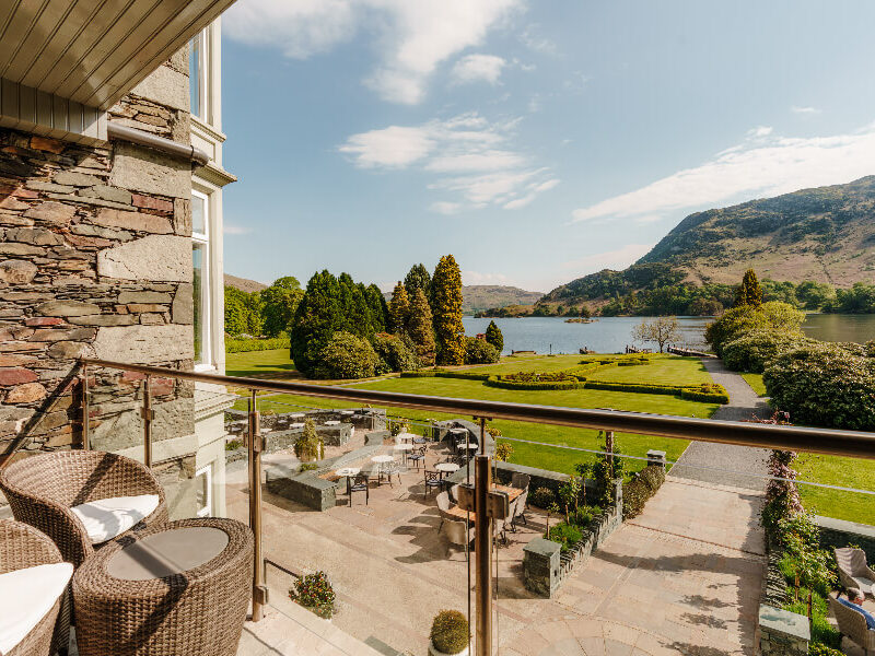 View from a bedroom balcony at Inn on the Lake in Ullswater
