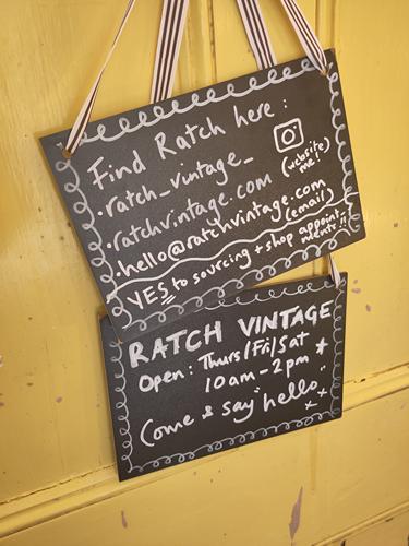 Sign for Ratch Vintage shop in Cockermouth