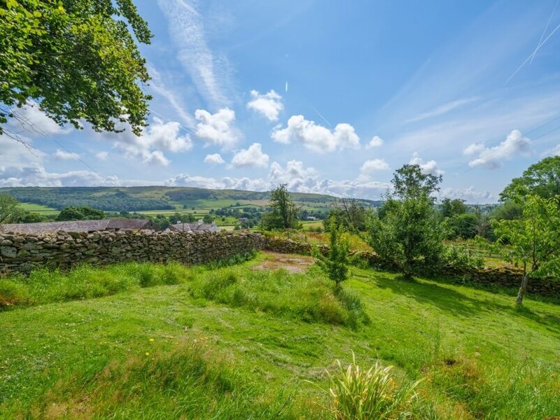 Views of hills from the garden at Woodland Cottage